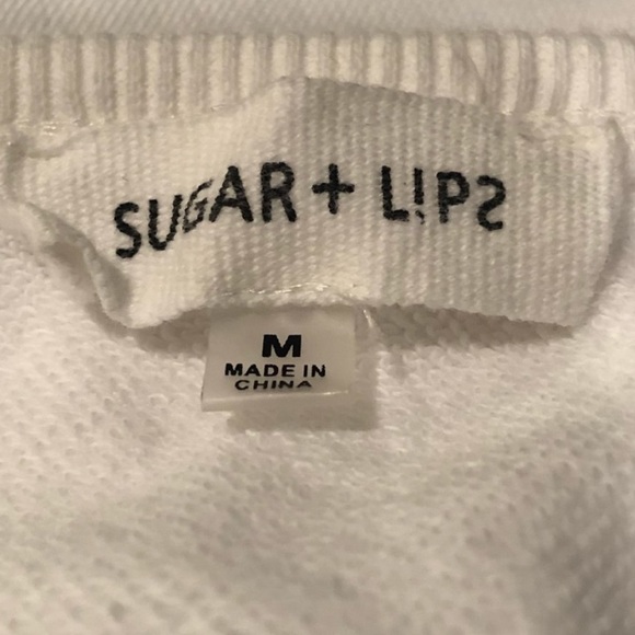 Sugar + Lips white longsleeve eyelet pullover casual neutral sweatshirt medium - Picture 10 of 12